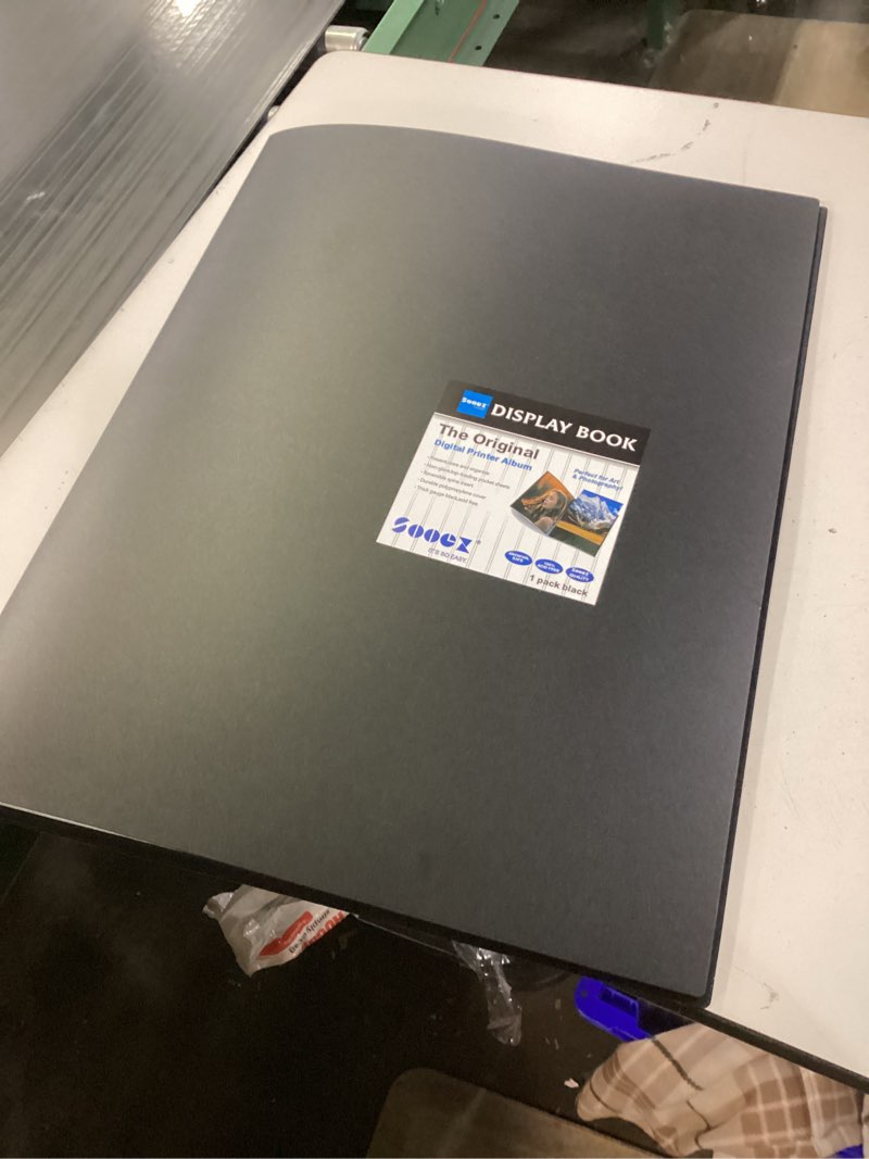 Condition photo showing Good Condition for Sooez Art Portfolios 12"x18", Large Portfolio Folder with 30 Pockets & Black Inner Sheets, Display 60 Pages, 12 x 18 Presentation Book for Artwork Storage, Binder with Plastic Sleeves for Artist