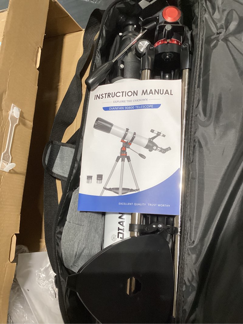 Condition photo showing Good Condition for dianfan telescope,90mm aperture 800mm telescopes for adults astronomy,portable professional refractor telescope for beginners,with stainless tripod & phone adapter,carry bag