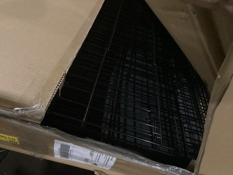 Condition photo showing Good Condition for amazon basics portable, collapsible metal wire dog crate with removable tray, double door, easy to assemble, divider panel for large dogs, 42" x 28" x 30", black 42.0"l x 28.0"w x 30.0"h double door w/ divider