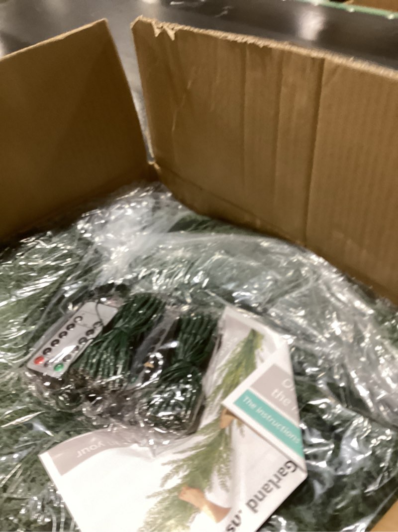 Christmas Cedar Garland Realistic with Lights - 2 Pack Cypress Decorations 9ft for Mantle Lighted Fa