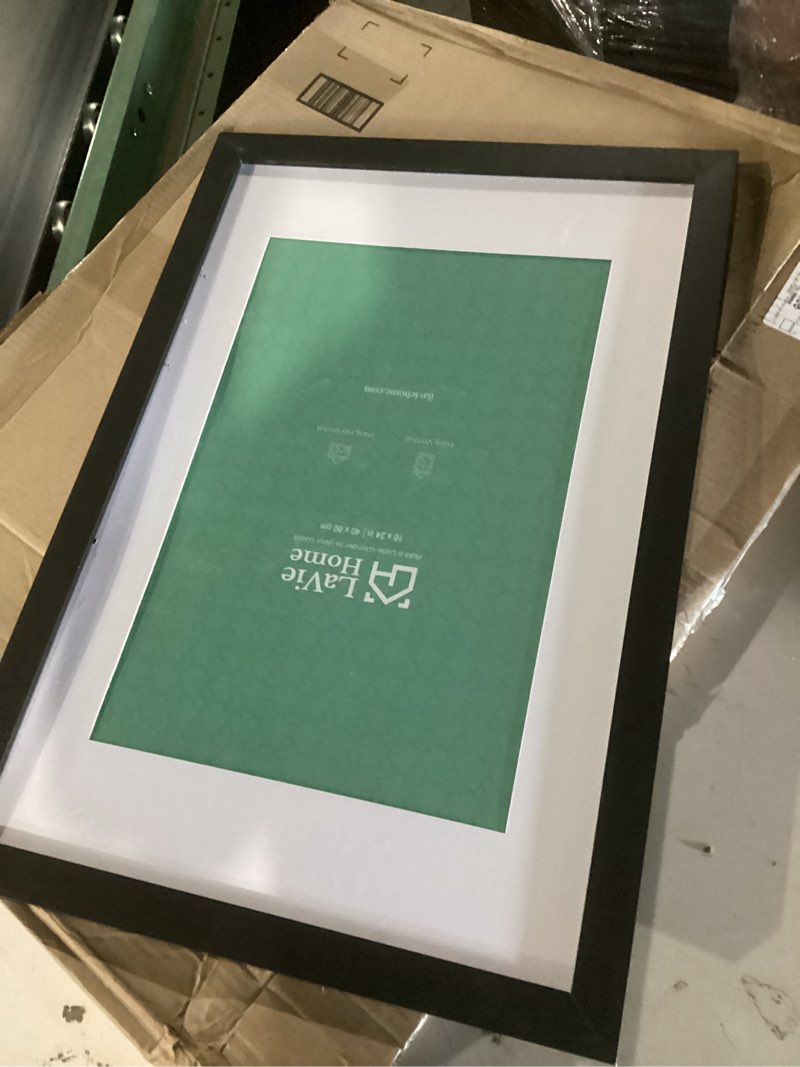 Condition photo showing Good Condition for lavie home 16 x 24 picture frame black poster frame,display pictures 12x18 with mat or 16x24 without mat, stable and sturdy frame and polished plexiglass, suitable for wall decoration?1 pack? 16x24 black