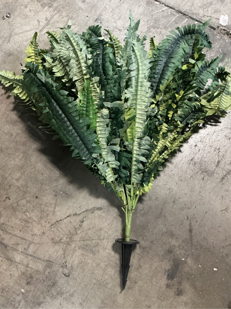 Condition photo showing As Is for fake ferns - packs artificial ferns for outdoors & indoors, lifelike 36in faux boston fern with eucalyptus stems centered for porch planters home office hotel garden, uv resistant, potted or hanging(1pcs)