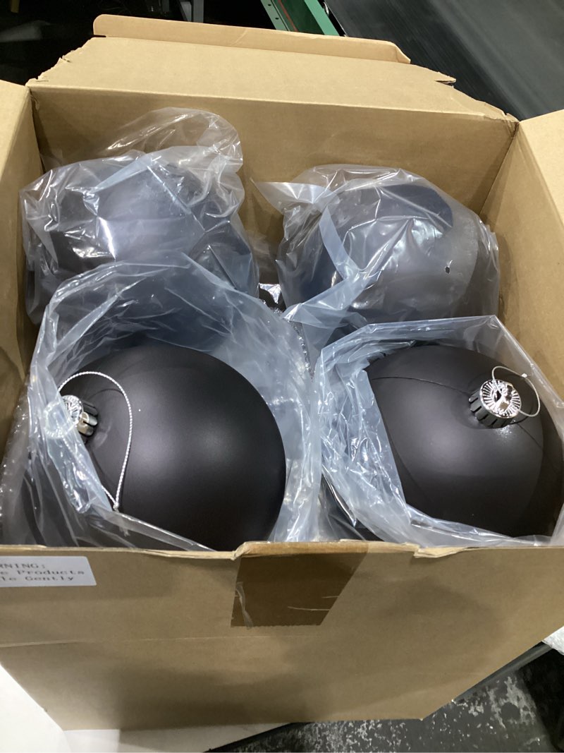 Condition photo showing Good Condition for Poen 12 Pcs 6 Inch Extra Large Christmas Ball Ornaments Giant Jumbo Christmas Tree Ball Decoration Shatterproof Huge Big Xmas Hanging Ornaments for Indoor Outdoor Holiday Party Decor(Black)