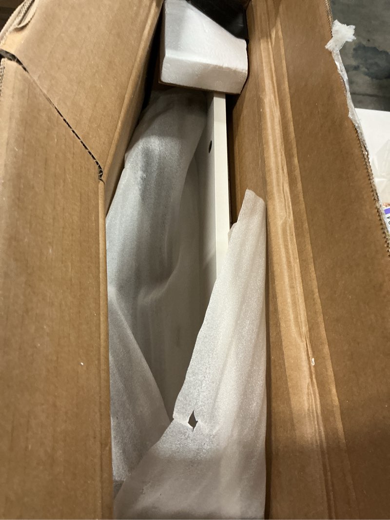 Condition photo showing As Is for Coleshome L Shaped Computer Desk with 6 Drawers & Power Outlet, 55 Inch Corner Desk with Reversible Storage Shelf & File Drawer, Home Office Desk, White