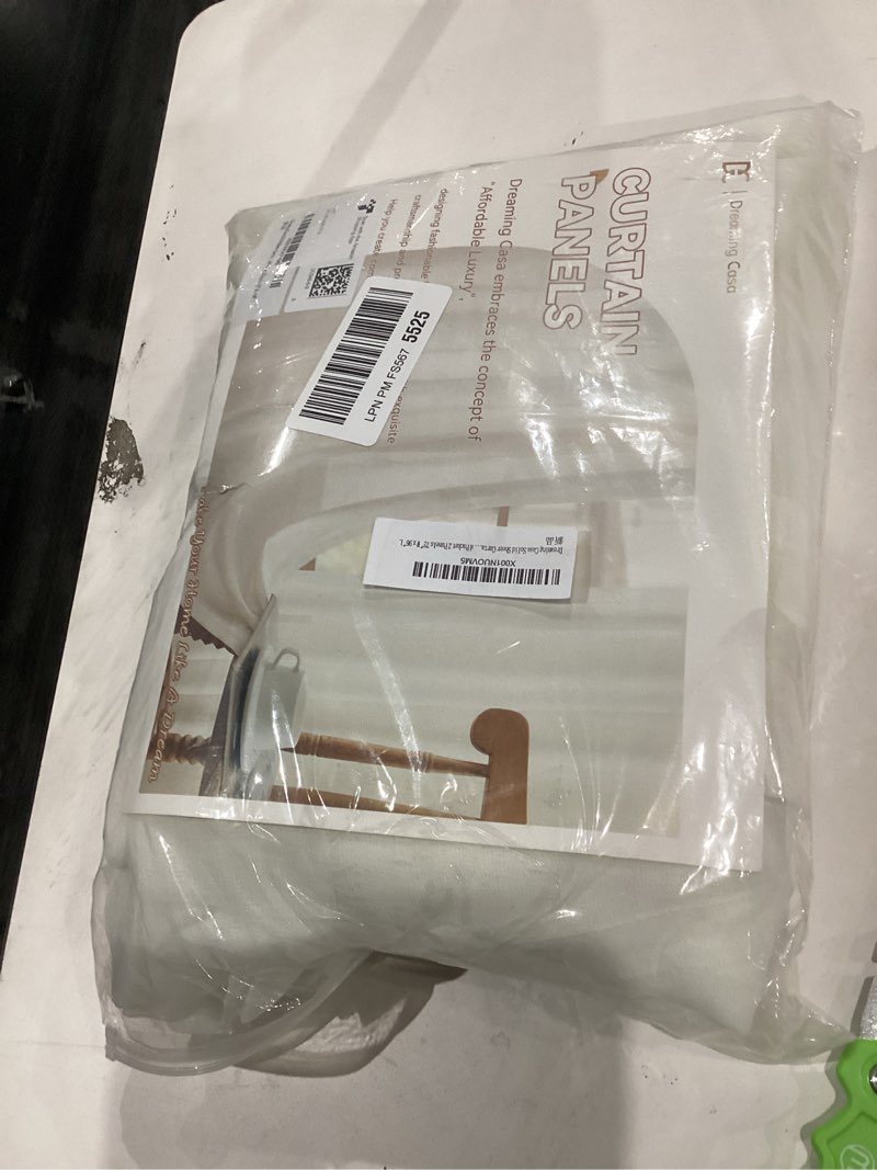 Condition photo showing Good Condition for Dreaming Casa Solid Sheer Curtains Draperies White Rod Pocket 2 Panels 72" W x 96" L 72"W x 96"L (Pack of 2) White