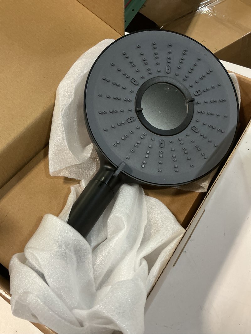 Condition photo showing Good Condition for filtered shower head with handheld shower head high pressure rainfall system with slide bar dual filter softener for hard water,6 spray modes,adjustable height,black