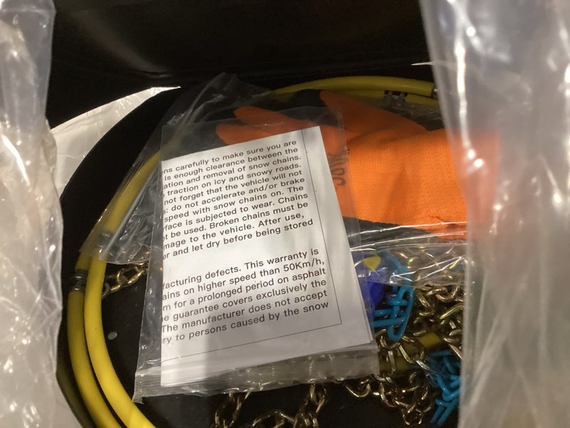 Condition photo showing Good Condition for AutoFixing Snow Chains - Tire chains for cars, trucks, and SUVs, with quick 1-minute installation. Titanium-enhanced high-carbon manganese steel for outstanding wear resistance.Set of 2(HLN160) Auto-Trac HLN160