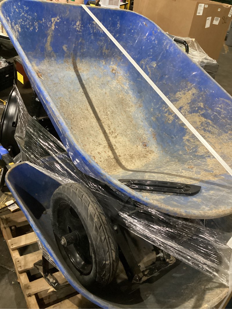 Condition photo showing As Is for kobalt 7-cu ft 2 wheel steel push wheelbarrow flat-free tire