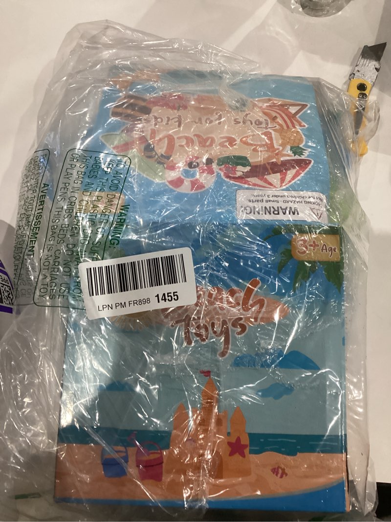 Condition photo showing As Is for beach toys for toddlers, sand castle toys with 2 sand bucket, 2 mesh bag, 4 shovels & molds, travel sand toys for beach sandbox toys for toddlers kids baby boys girls age 3-10