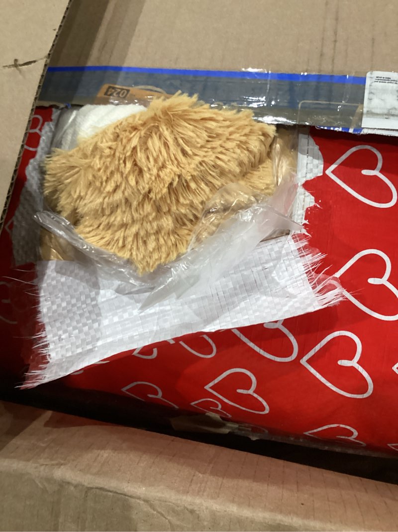 Condition photo showing Good Condition for (Similar to but not exact)  MorisMos Giant Teddy Bear Stuffed Animal with Love Heart 4ft,51\" Large Valentine's Day Teddy Bear Plush Gift for Girlfriend Wife Kid, Big Stuffed Animal for Valentine's Day Birthday Baby Shower Decor Tan