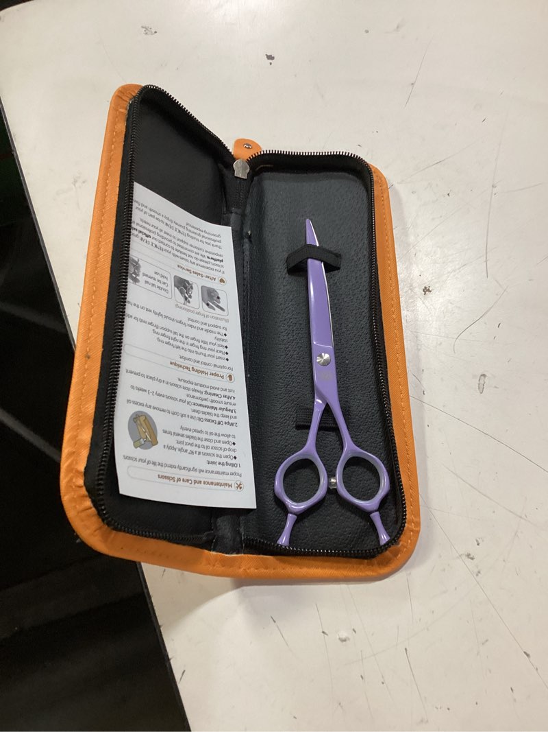 Fenice Peak Curved Dog Grooming Scissors with Violet Color Coating 440C Stainless Steel Pet Grooming