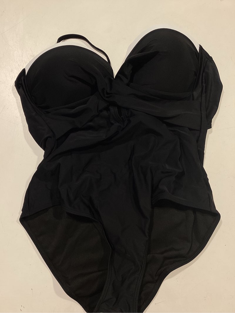 Condition photo showing Good Condition for kaei&shi deep v halter one piece swimsuit,sexy push up monokini swimsuits for women,flattering tummy control bathing suit black x-large