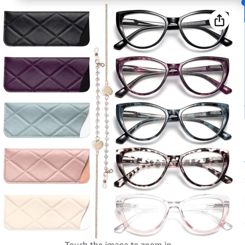 Gaoye 5 Pack Fashion Cat Eye Reading Glasses for Women, Computer Blue Light Readers Anti Glare With Eyeglasses 