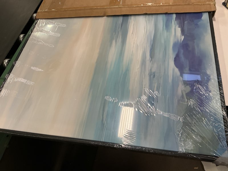 Condition photo showing Good Condition for Framed Blue Abstract Wall Art for Living Room, Large Coastal Canvas Artwork for Walls Decor, Seascape Square Beach Ocean Minimalist Paintings Prints for Hallway Bedroom Office Wall Decor, 30x30 Inch 30" W x 30" H x 1Pc 1 Piece-Abstract Coastal