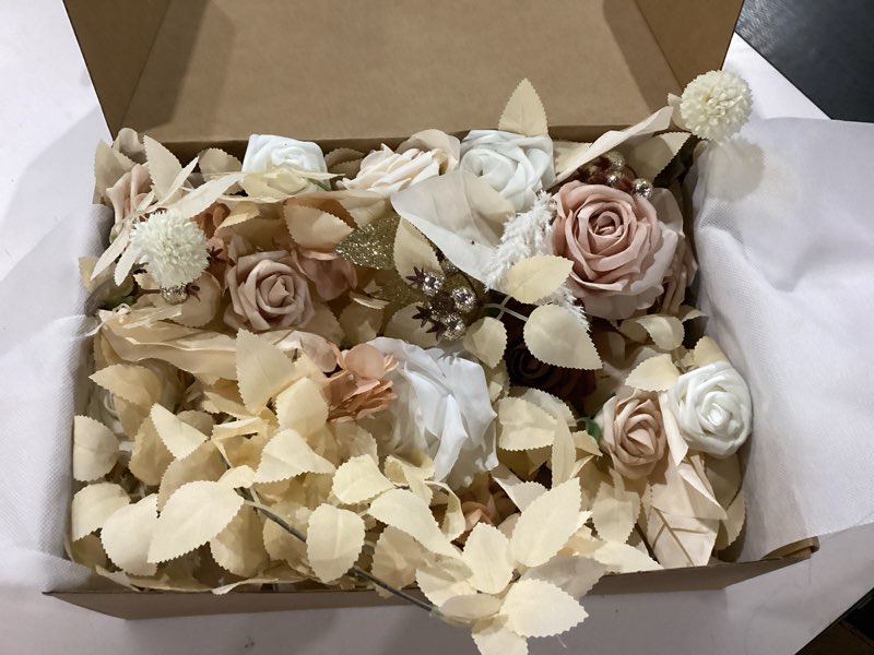 Condition photo showing New/Like New for Ling's moment 2PCS White & Beige Artificial Floral Swags Centerpieces,Ivory Wedding Flower Garland Greenery Arrangements for Sweetheart/Head Table Decor Wall Arch Home Garden Decor Wht-white & Beige