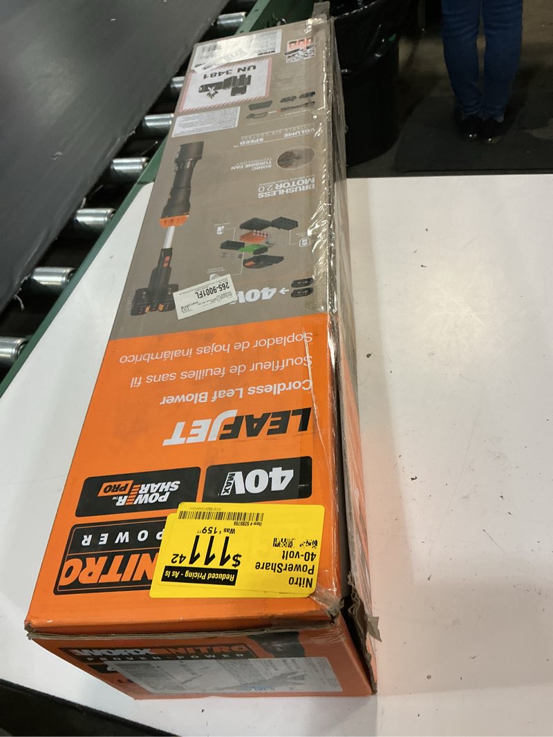 Condition photo showing Good Condition for worx nitro power share 40-volt 620-cfm 165-mph battery handheld leaf blower 4 ah (battery and charger included)