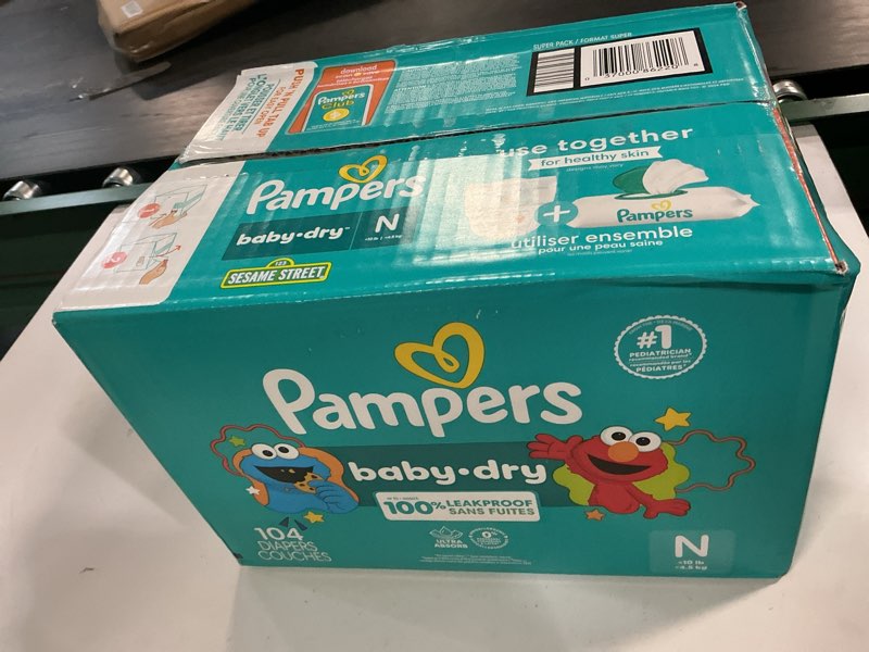 Condition photo showing New/Like New for pampers diapers - baby dry - size 0, 104 count, absorbent disposable newbort diaper (packaging may vary) newborn 104