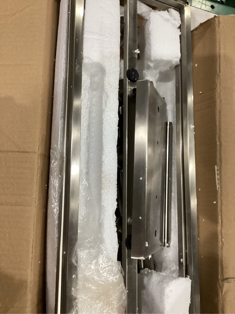 Condition photo showing Good Condition for luxury modern farmhouse chandelier, large size: 15.75"h x 36.75"w, with industrial chic style elements, brushed nickel finish and clear shade, uhp2441 from the bristol collection by urban ambiance