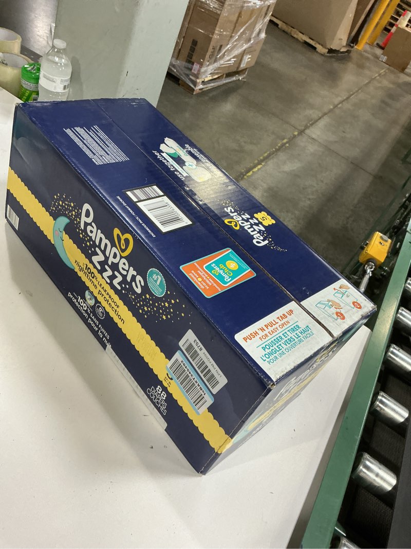 Condition photo showing New/Like New for pampers zzz overnight diapers, size 5 (27+ lbs), 88 count, nighttime protection disposable baby diaper, night time leak and skin protection size 5 88