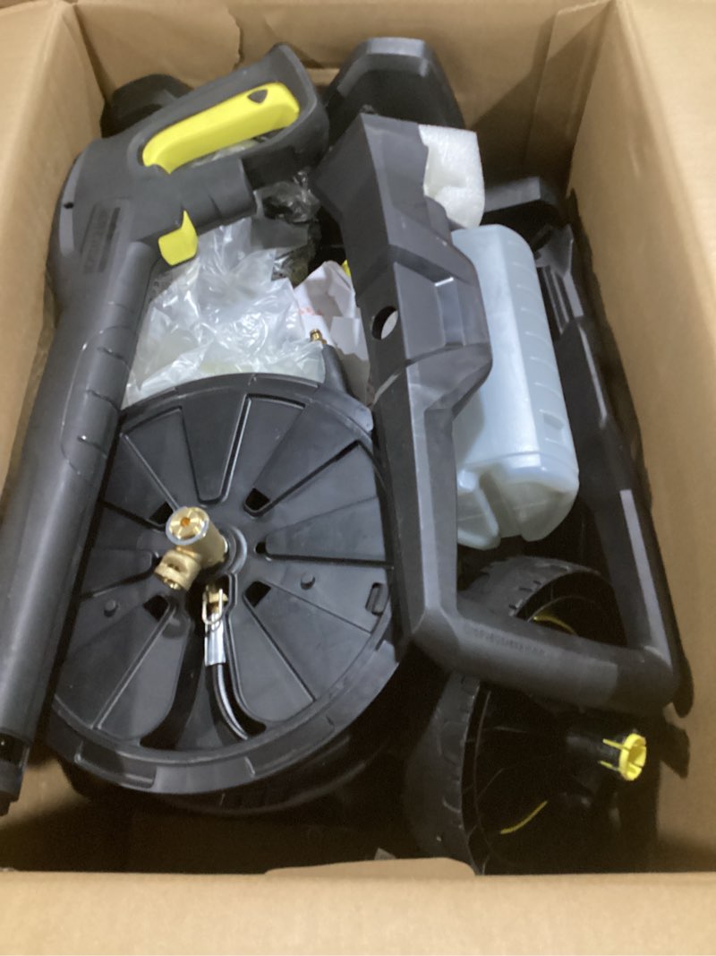 Condition photo showing As Is for kärcher k5 premium, 1.4 gpm pressure washer with hose reel, vario power & dirtblaster wands - 2000 psi