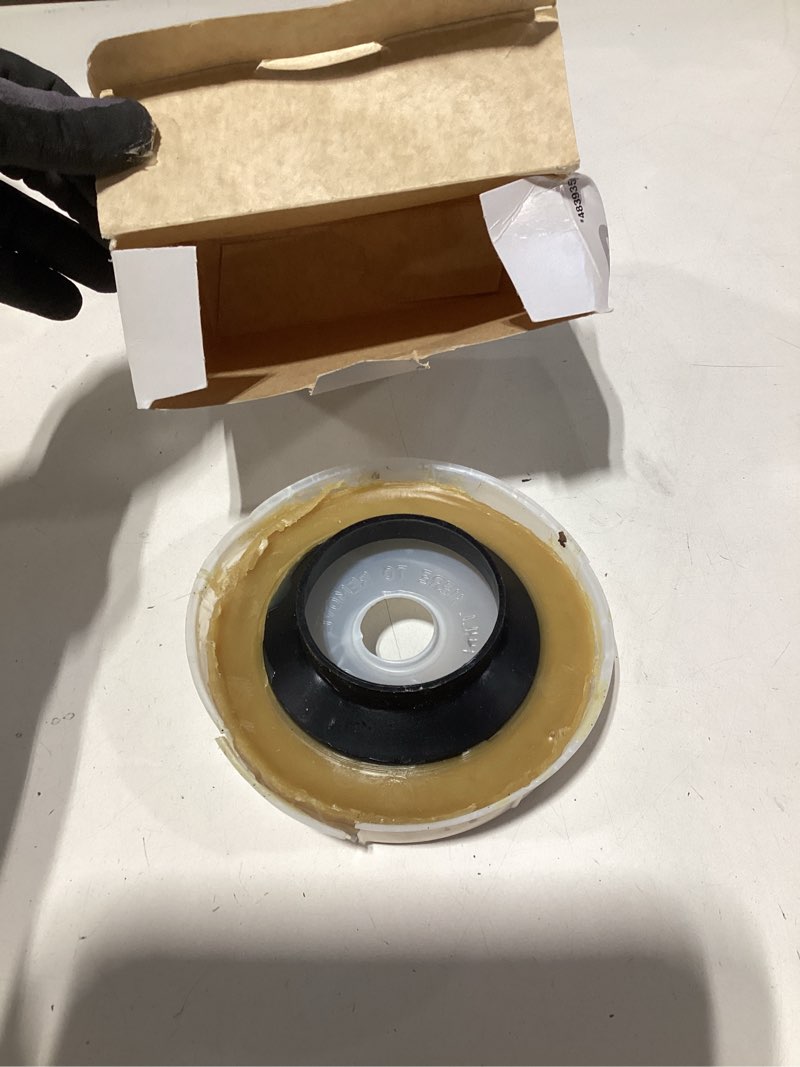Condition photo showing As Is for reliabilt reinforced 4.9-in brown wax toilet wax ring with bolts
