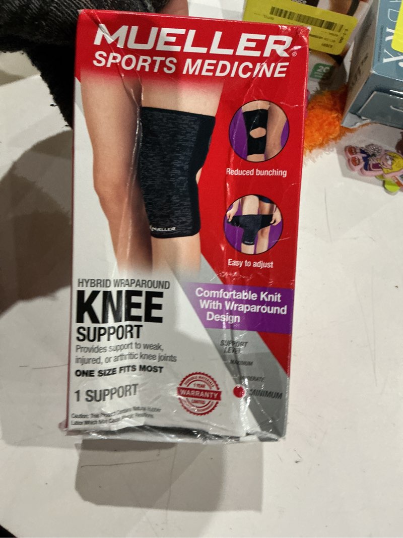 Condition photo showing Good Condition for mueller hybrid w-latex knee & leg brace, lightweight, breathable, one size