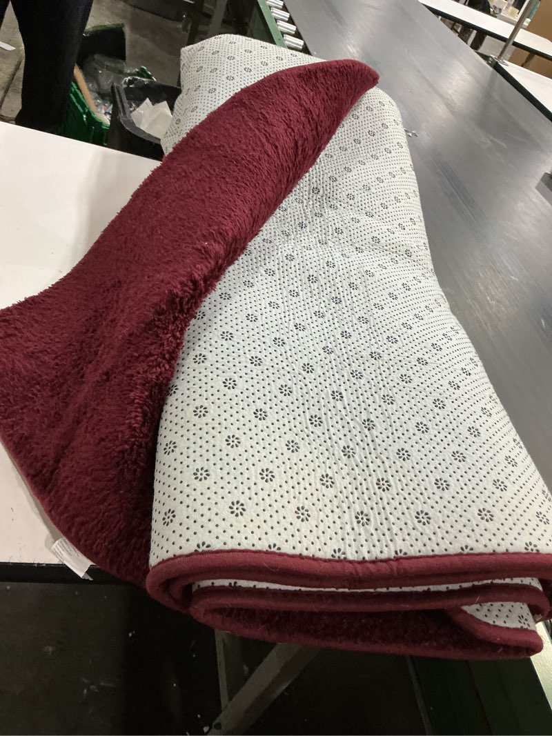 Condition photo showing As Is for  Unknown size Large Shag Area Rugs Plush Fuzzy Rugs for Living Room, Ultra Soft Fluffy Furry Rug for Bedroom, Indoor Carpet Nursery Rugs for Kids Room Home Decor, Burgundy
