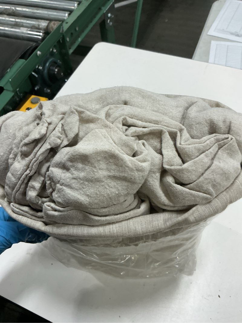 Condition photo showing As Is for european linen chambray deluxe bedding bundle, queen, natural