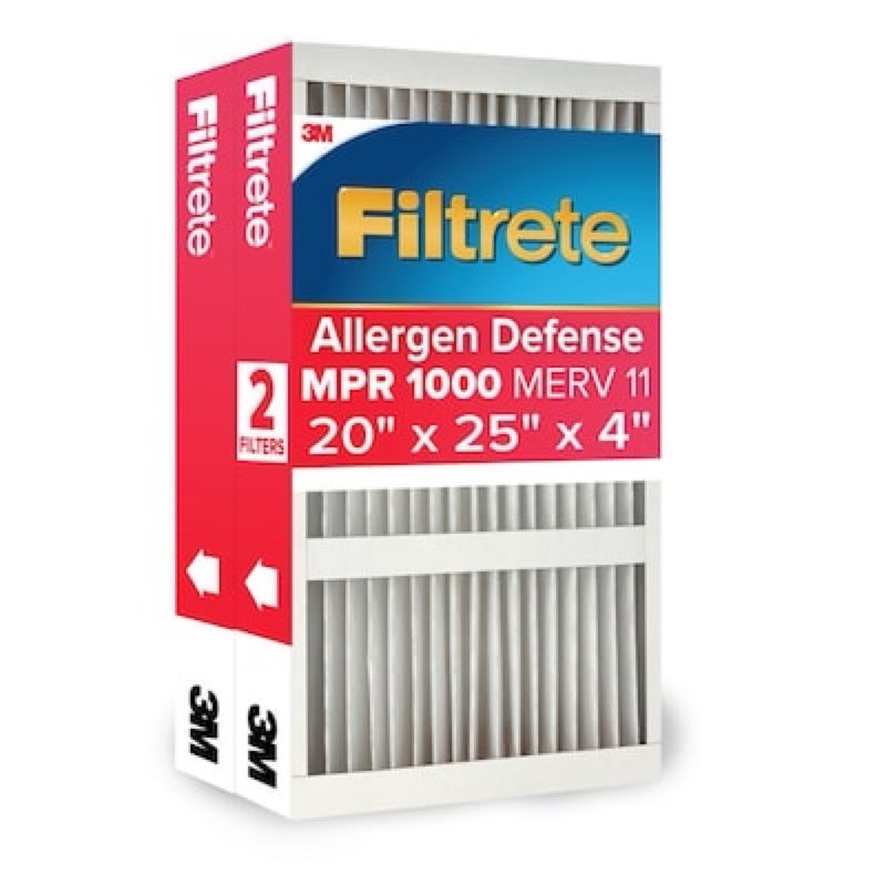 filtrete 20 x 25 x 4 merv 11 1000 mpr allergen defense electrostatic pleated air filter 2 -pack