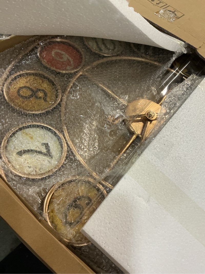 Condition photo showing Good Condition for separate dial wall clock,large vintage decor for living room,home,office,retro,metal,farmhouse,24 inches,rustic gold frame,silent non-ticking
