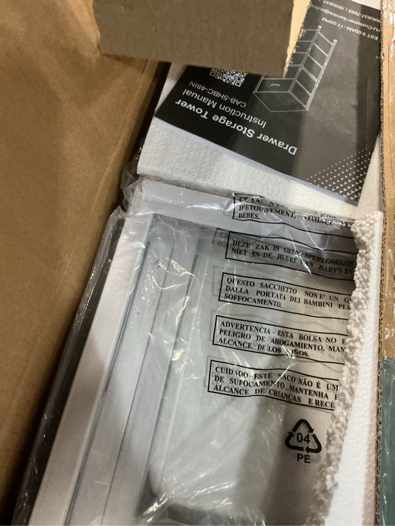 Condition photo showing Good Condition for DUMOS Nightstand with 4 Drawers Bedside Table with Removable Fabric Bins Sturdy Steel Frame Wood Top Organizer Furniture for Bedroom Closet Living Room White 11.8"D x 17.7"W x 37.4"H (4 Drawers)