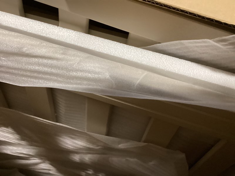 Condition photo showing Good Condition for dream on me odelle 4 in-1 convertible full-size baby crib in almond butter, greenguard gold & jpma converts to toddler, day , sustainable pinewood, 3 mattress heights