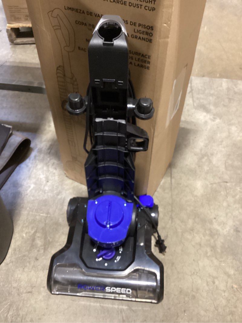 Condition photo showing As Is for eureka lightweight powerful upright vacuum cleaner for carpet and hard floor, powerspeed, new model,blue,black/new model