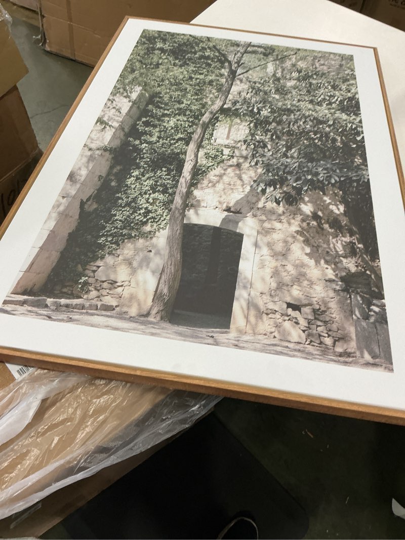 Condition photo showing Good Condition for HOURIA Large Vintage Italy City Landscape Framed Canvas Wall Art Set,Green Olive Tree Old House Wall