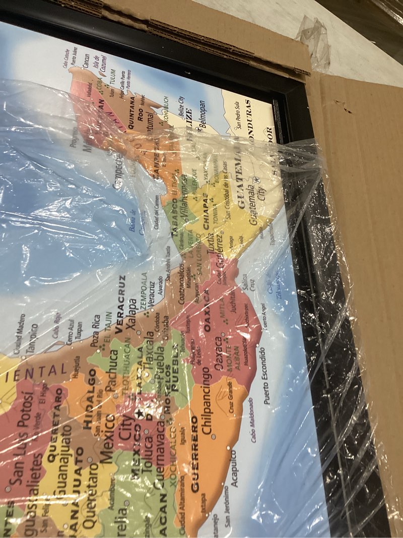 Condition photo showing As Is for trends international map - mexico wall poster, 22.375" x 34", black framed version black framed version 34"l x 22.4"w