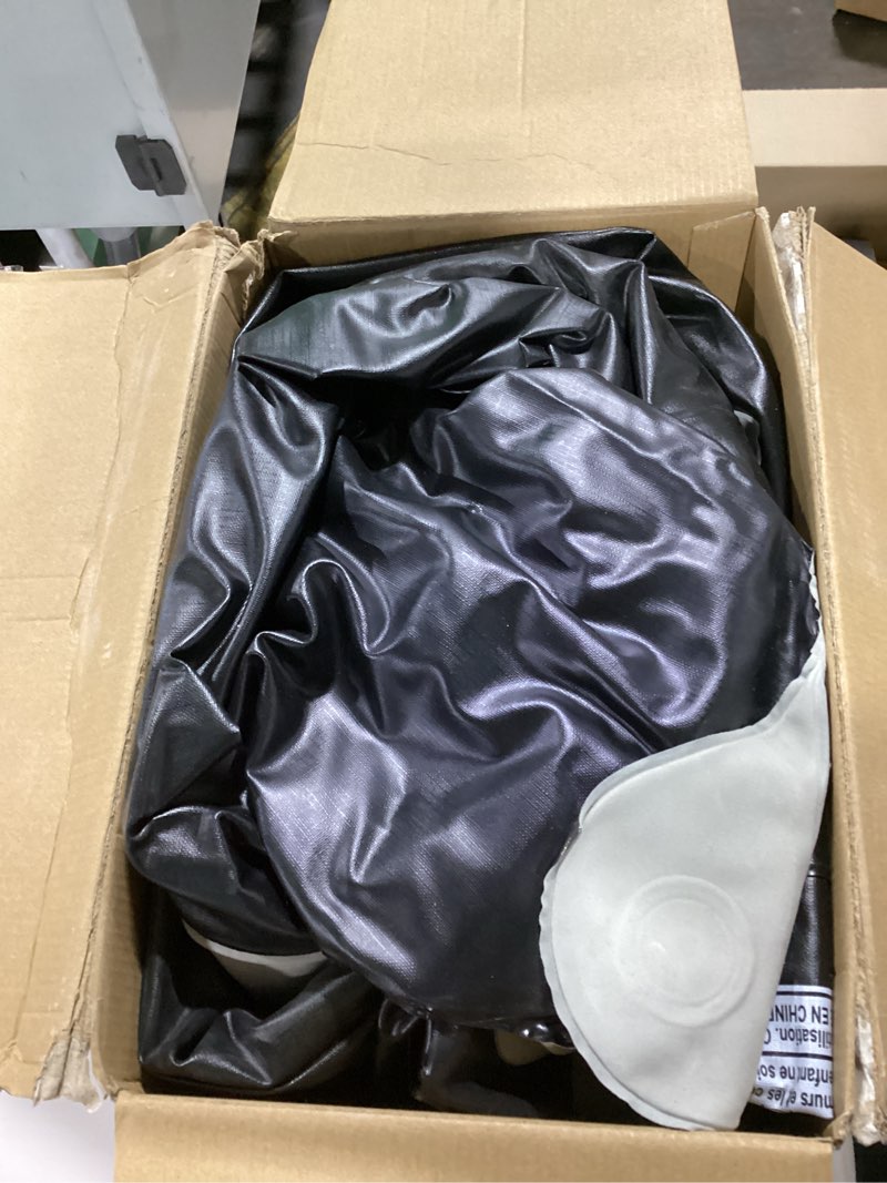 Condition photo showing As Is for king size air mattress inflatable bed with headboard and pillows,blow up sofabed