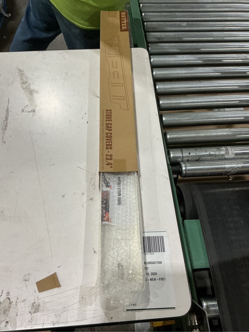 Condition photo showing New/Like New for stainless steel gap covers - oven gap filler kit 23.4" between stove & counter top - heat resistant slide-in range trim guard for seamless kitchen accessories easy clean (white) 23.4" white