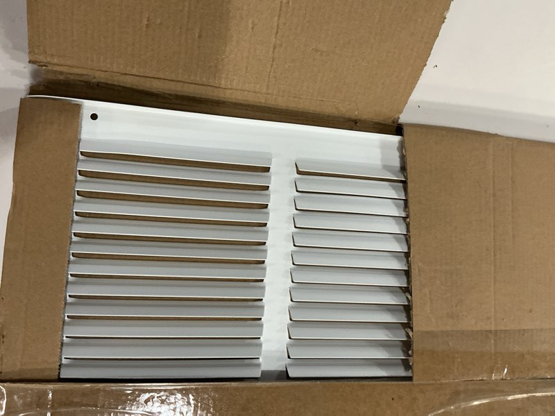 Condition photo showing Good Condition for hvac premium 22'' x 12'' [duct opening] flat stamped steel return air grille - sidewall and ceiling - hvac vent duct cover - white [outer dimensions: 23.75''w x 13.75''h] 22 x 12