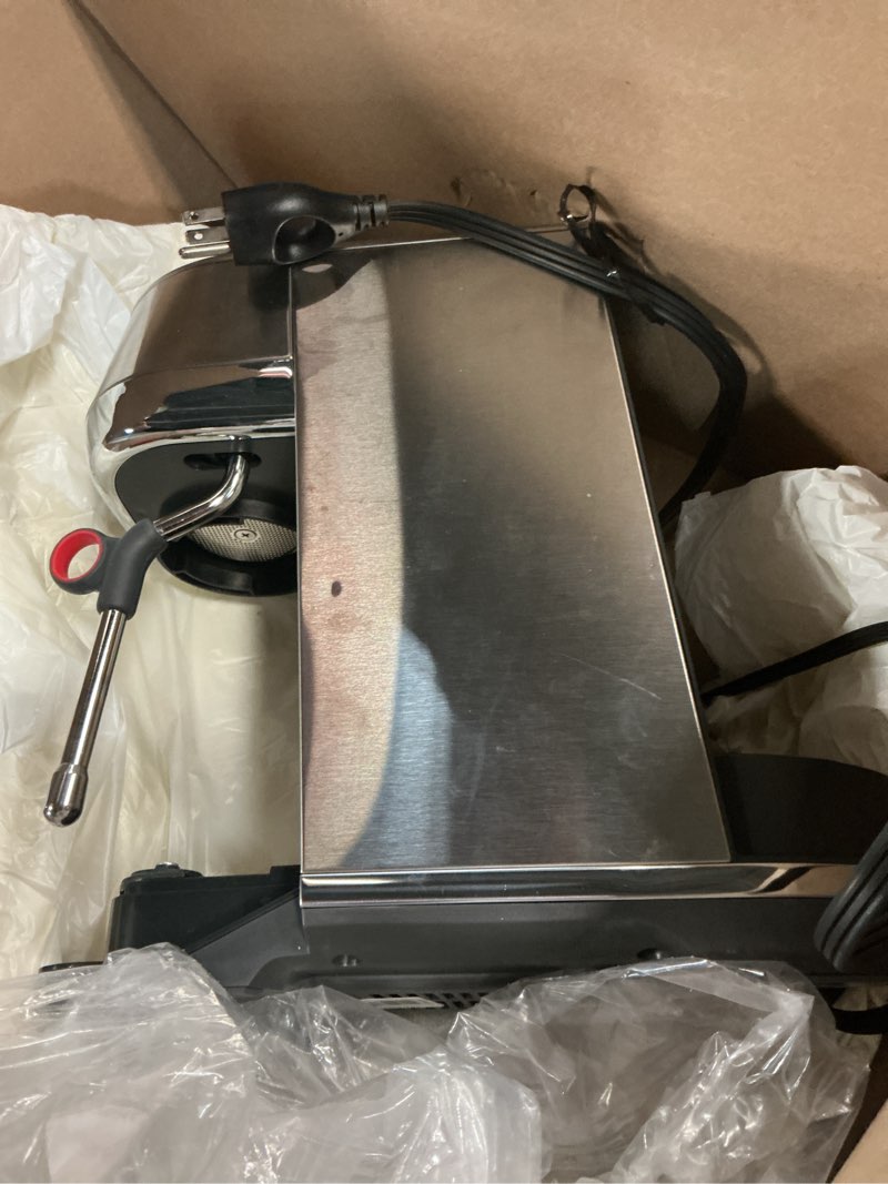 Condition photo showing As Is for breville bambino plus espresso machine bes500bss, brushed stainless steel