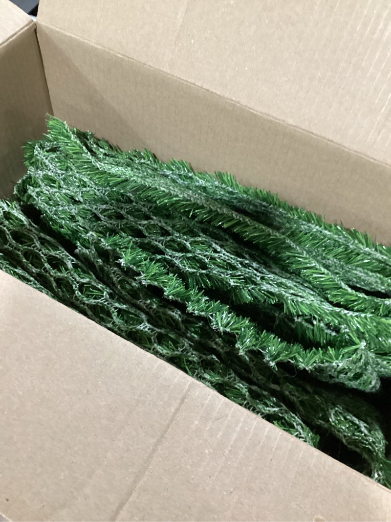 Condition photo showing Good Condition for hananona 2 pcs 6 ft artificial norfolk pine garlands, real touch winter pine garland, green artificial greenery garland for table, mantle, wall, indoor, outdoor christmas decorations (2, 6 ft) 6 ft 2