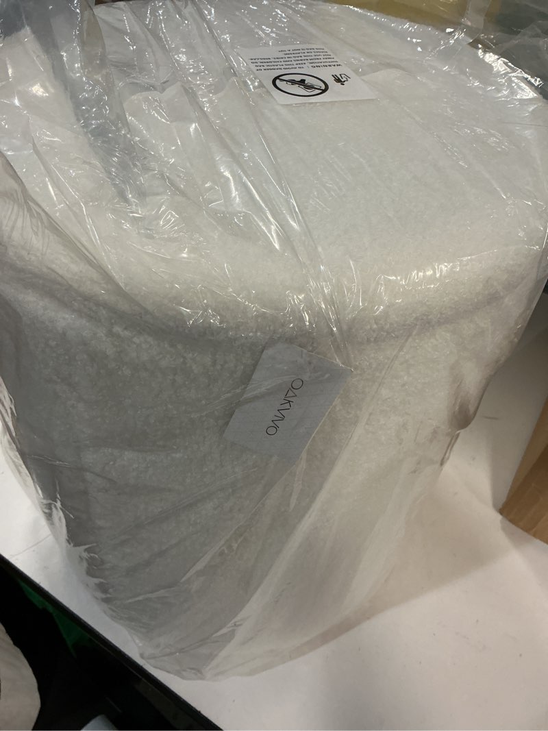 Condition photo showing New/Like New for (Only 1) Round Ottoman with Storage, Boucle Storage Ottoman Foot Stool, Soft Teddy Upholstered Small Vanity Stool, Ottomans Coffee Table Padded Seat Foot Rest for Living Room Bedroom, White White 14.8\"D x 14.8\"W x 17.3\"H