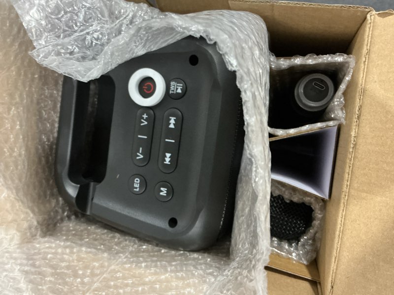 Condition photo showing Good Condition for PWBSLAI Bluetooth Speaker with 2 Rechargeable Wireless Microphone - Portable Party Speaker with Colorful Lights - Floorstanding Speakers Support TWS/AUX/USB/TF Card Ideal for Party,Home,Camping