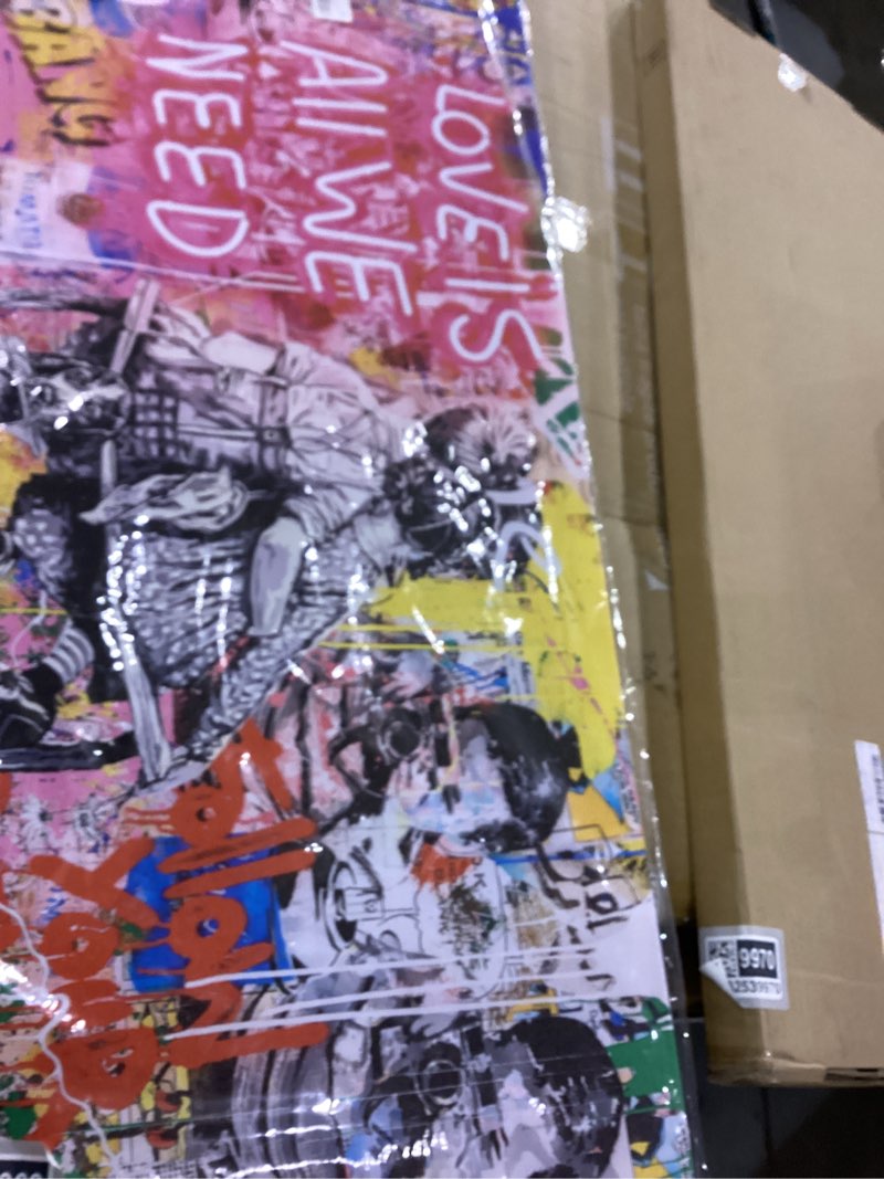 Condition photo showing New/Like New for JKWALL77 Banksy Street Wall Art - Graffiti Abstract Canvas Wall-Art for Living Room Ready To Hang Size 40" x 20" 40"L x 20"W Colors 8