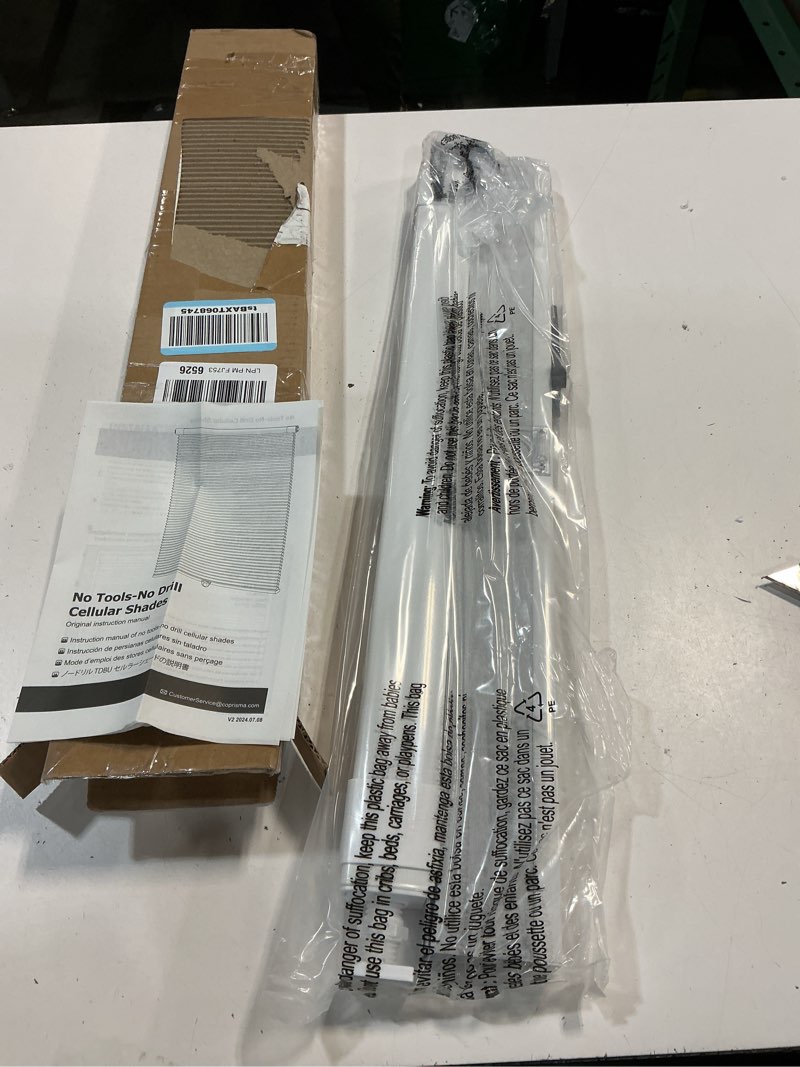 Condition photo showing New/Like New for no tools no drill cellular shade (unknown size)