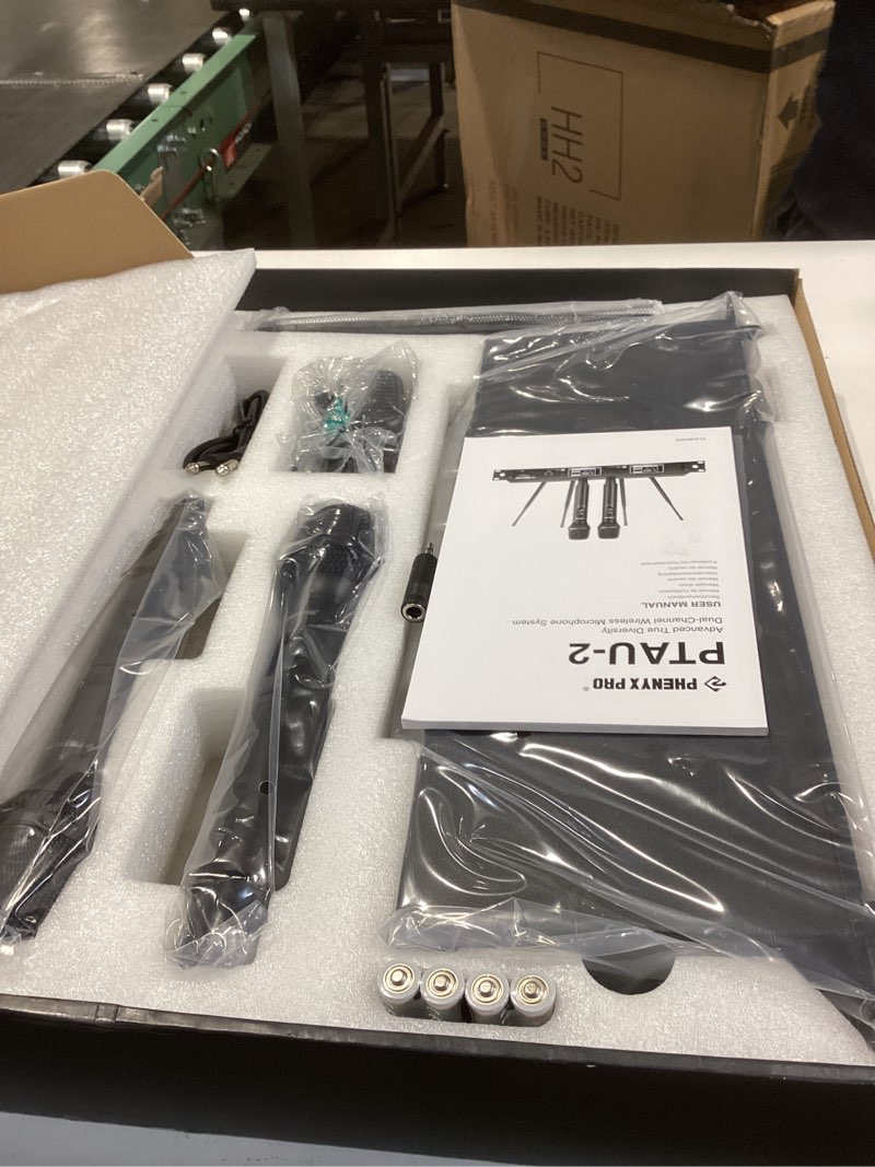 Condition photo showing Good Condition for phenyx pro dual-channel wireless microphone system, dynamic mics w/id lock, tunable power level, auto scan, spectrum analyzer, true diversity cordless handheld for singing, dj, karaoke (ptau-2)