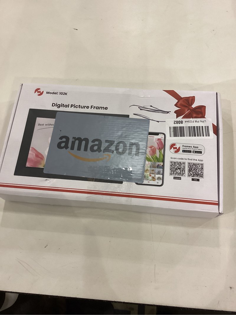 Condition photo showing New/Like New for BIGASUO Digital Picture Frame, 10.1" Frameo Digital Frame WiFi with 32GB Memory, 1280x800 IPS Touch Screen, Send Photos/Videos from Your Phone Anywhere, Photo Gifts for Parents and Grandparents 1 Pack