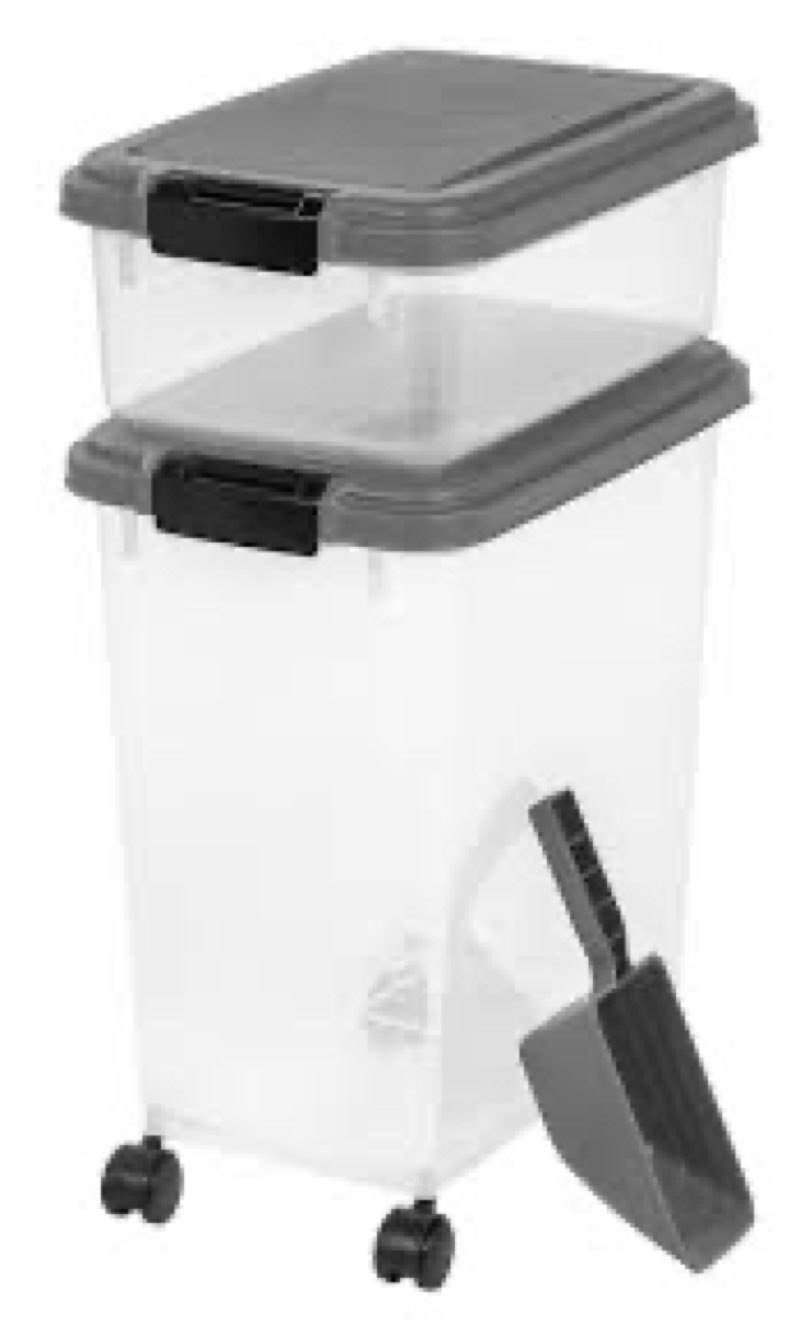 IRIS USA 30 lbs & 11 lbs Combo Airtight Dog Food Storage Container, Stackable Treat Box, 2-Cup Scoop