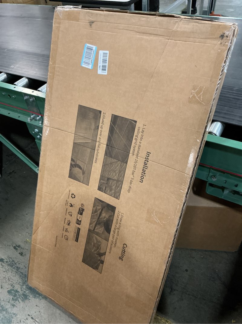 Condition photo showing New/Like New for art3d 12-pack drop ceiling tiles 2x4 ft, pvc decorative ceiling covering panels for basement kitchen bathroom, 24x48 inch, cover 96 sq. ft, smooth white smooth white 24x48 inch