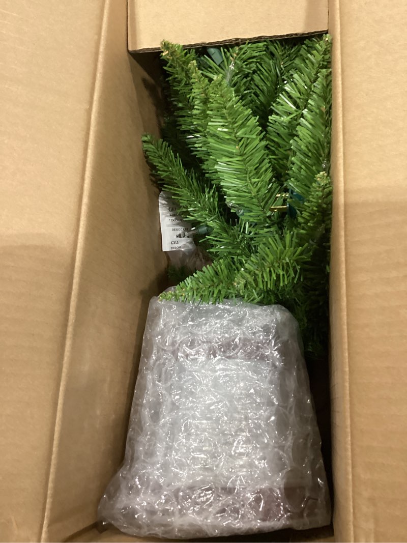 Condition photo showing New/Like New for Nearly Natural 2ft. Providence Pine Artificial Christmas Tree in Decorative Planter with 35 Warm White Lights and 51 Bendable Branches Green