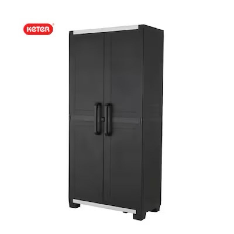  Keter Premium One 35-in W x 74-in H x 18.5-in D Freestanding Plastic Garage Cabinet in Black